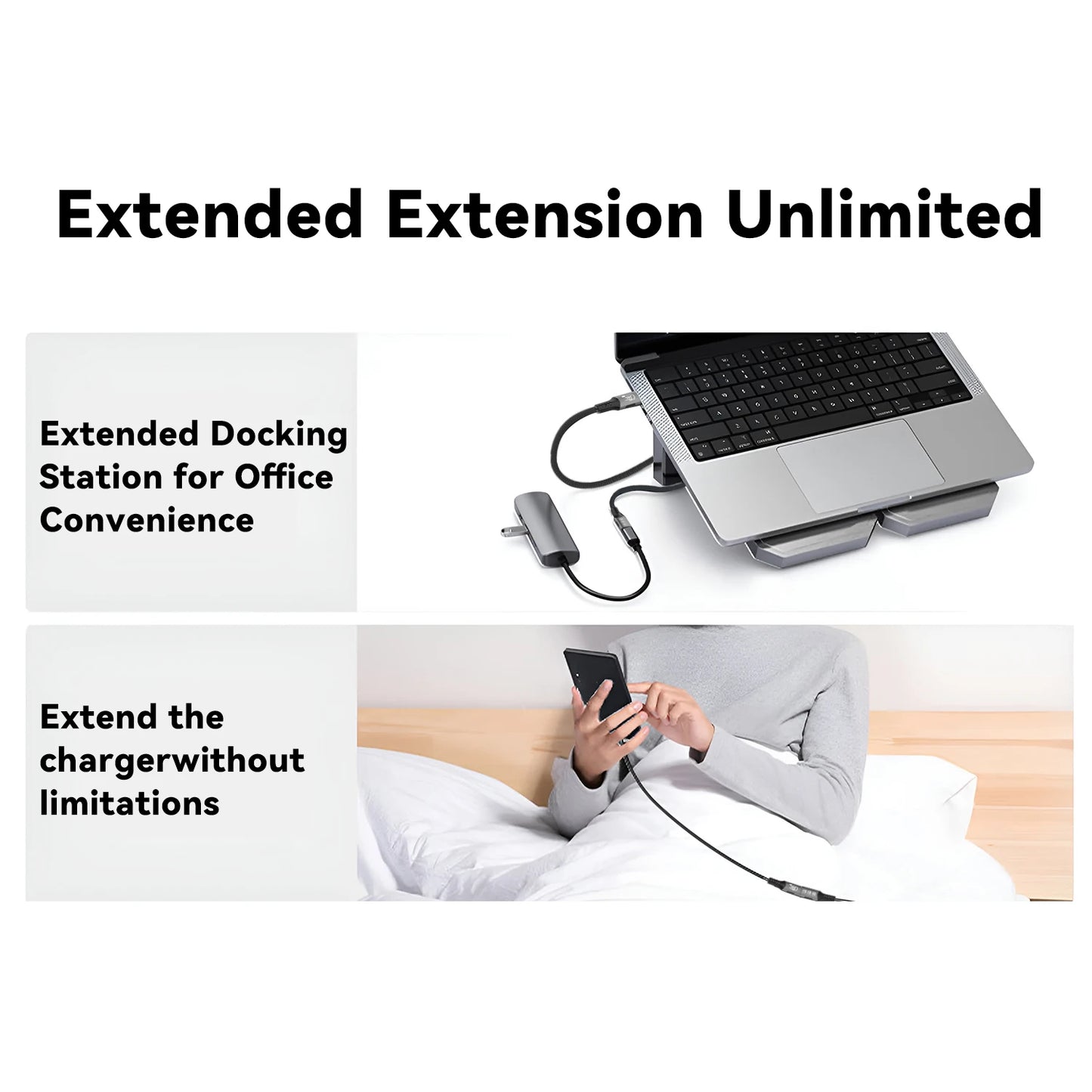 8K USB C 4 Extension Cable Fast Charging Cable Extender Male to Female Type C UHD Video 40Gbps 240W PD3.1 with Thunderbolt 4/3
