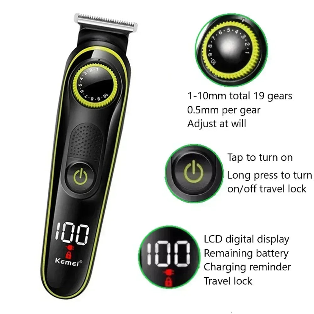 Hair Clipper Kemei KM-696 Multifunctional Trimmer for Men Electric Shaver for Men's Razor Nose 5 in 1 Professional Trimmer