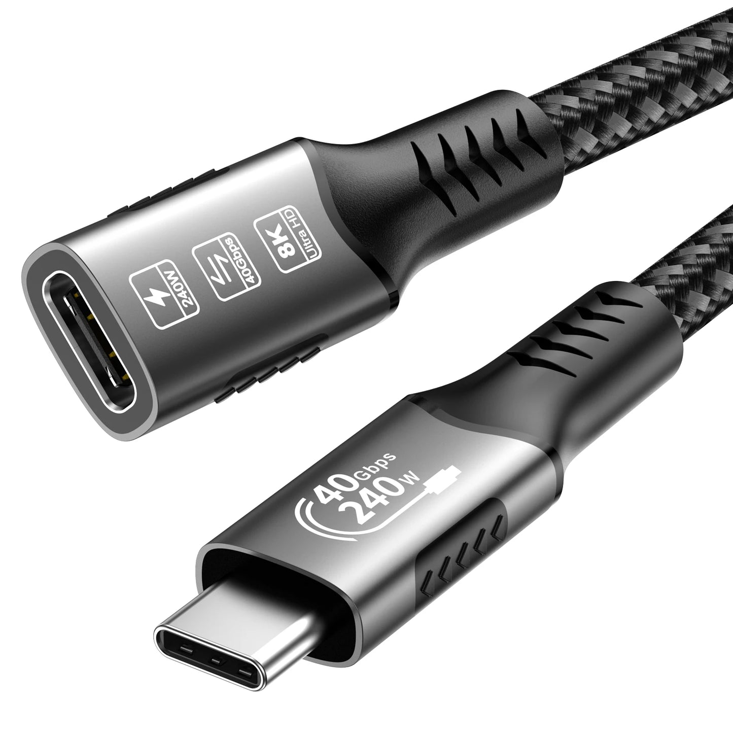 8K USB C 4 Extension Cable Fast Charging Cable Extender Male to Female Type C UHD Video 40Gbps 240W PD3.1 with Thunderbolt 4/3