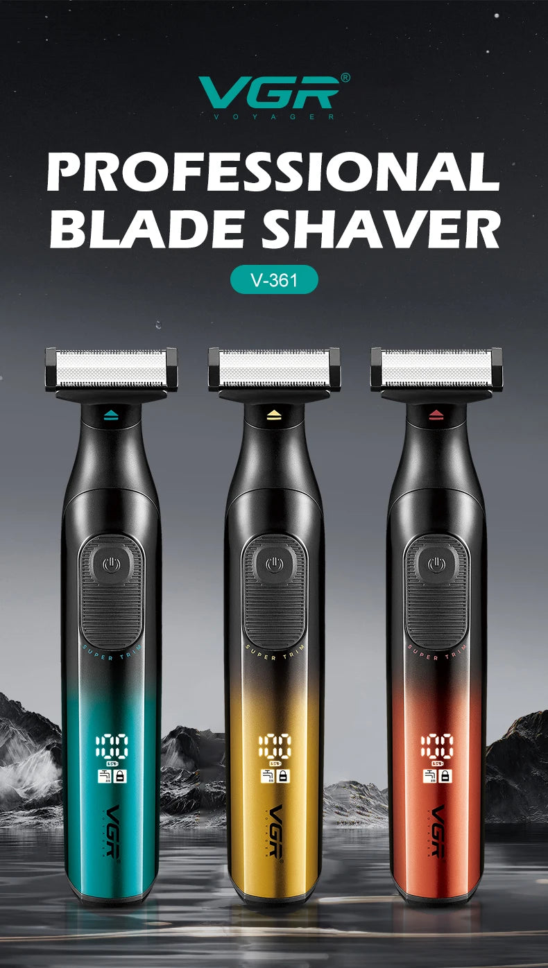 VGR new hair remover 3-in-1 hair trimming set gradient color household shaver IPX6 waterproof intelligent digital shaver V-361