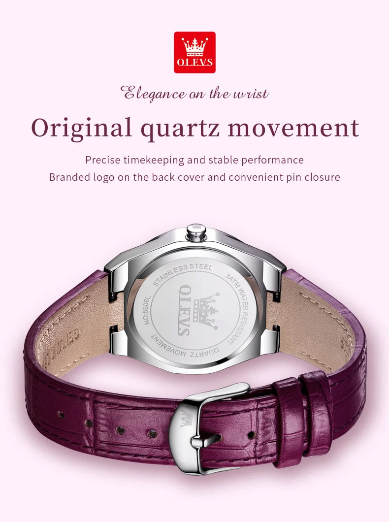 OLEVS 5606 NEW Women Watch Leather Waterproof Auto Date Quartz Watch for Ladies