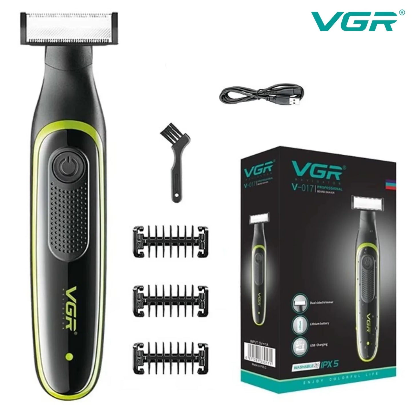 VGR One Blade Waterproof Hair Beard Trimmer Body Pubic Bikini Razor Facial Electric Shaver Rechargeable For Men & Women V-017