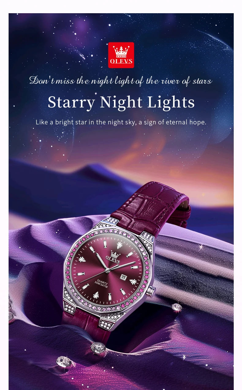 OLEVS 5606 NEW Women Watch Leather Waterproof Auto Date Quartz Watch for Ladies
