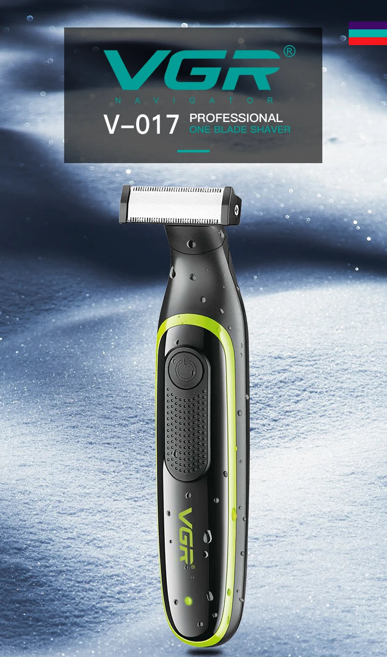 VGR One Blade Waterproof Hair Beard Trimmer Body Pubic Bikini Razor Facial Electric Shaver Rechargeable For Men & Women V-017