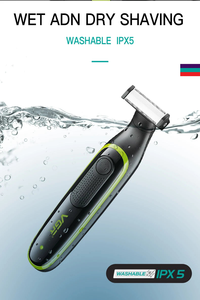 VGR One Blade Waterproof Hair Beard Trimmer Body Pubic Bikini Razor Facial Electric Shaver Rechargeable For Men & Women V-017