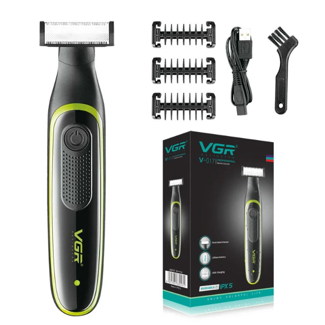 VGR One Blade Waterproof Hair Beard Trimmer Body Pubic Bikini Razor Facial Electric Shaver Rechargeable For Men & Women V-017
